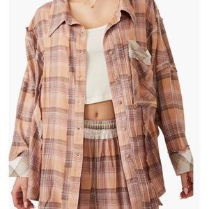 Free People “falling for flannel” oversized slouchy lounge top.